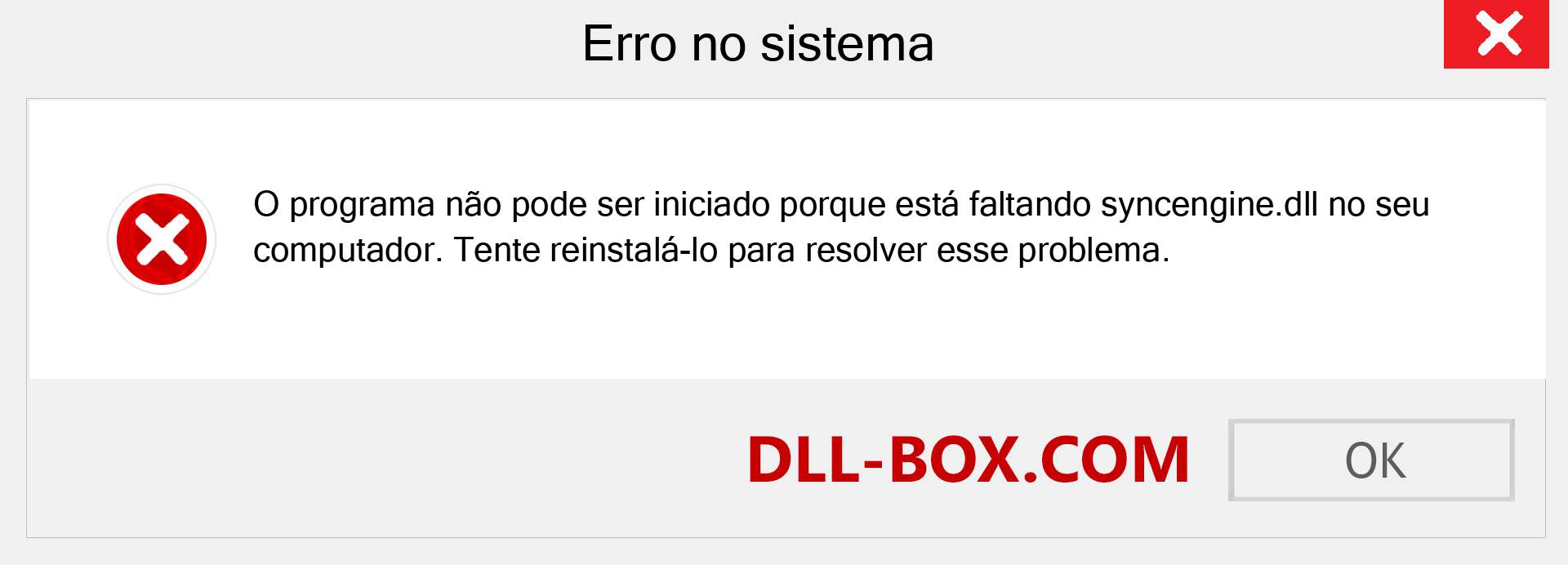 Arquivo syncengine.dll ausente ?. Download para Windows 7, 8, 10 - Correção de erro ausente syncengine dll no Windows, fotos, imagens